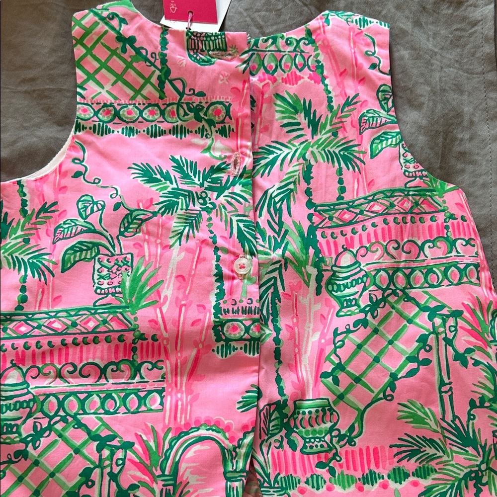 NWT Lilly Pulitzer Pink & Green Tropical Shift Dress with Lace Trim - Picture 3 of 4